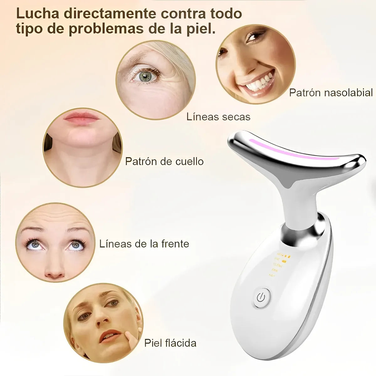Masajeador de cuello Estiramiento facial Tres modos de luz