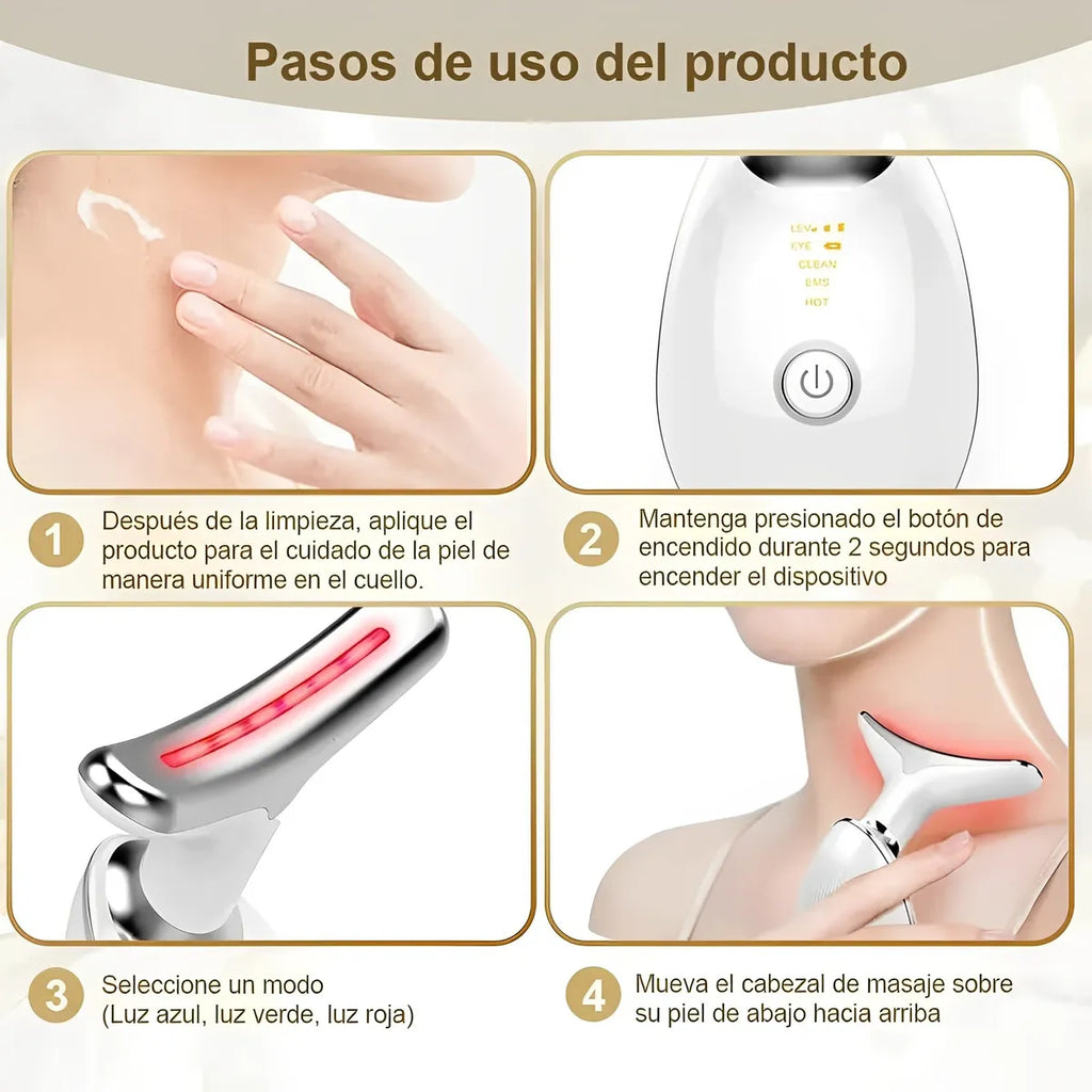 Masajeador de cuello Estiramiento facial Tres modos de luz